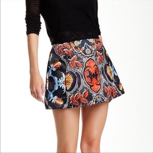 Alice + Olivia Black and Multicolor Mini Skirt